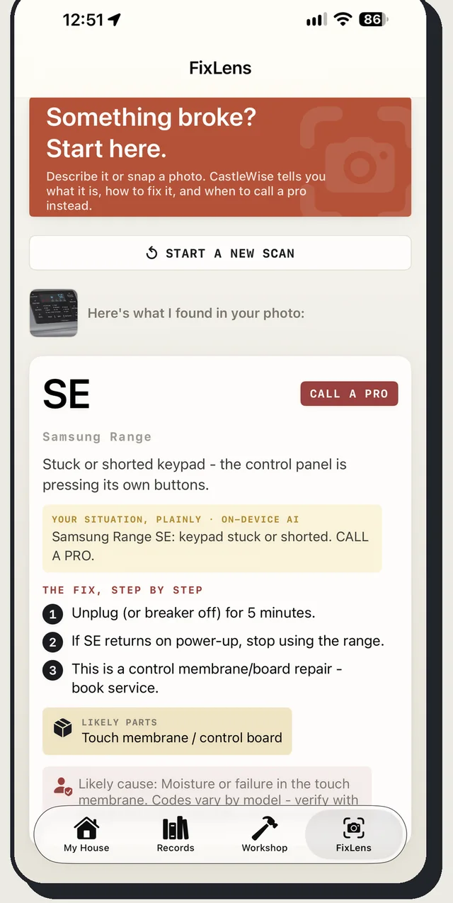 FixLens reading a range error code and explaining the fix step by step